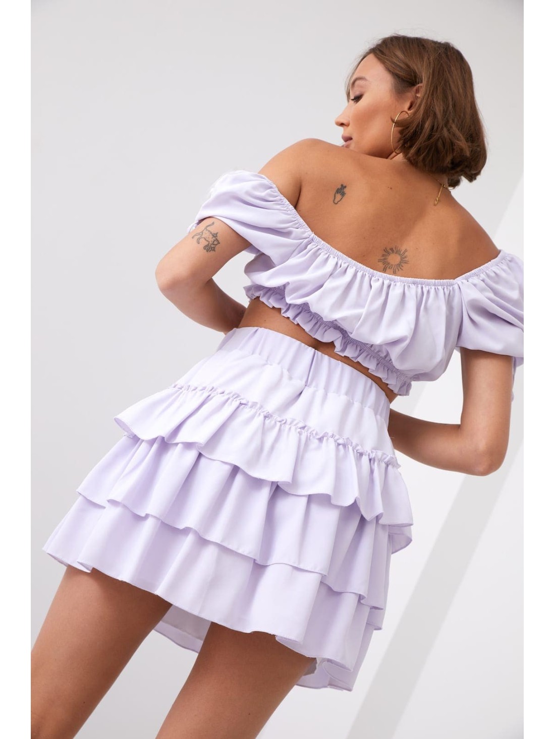 Smooth skirt with ruffles, lilac 40130 - Online store - Boutique